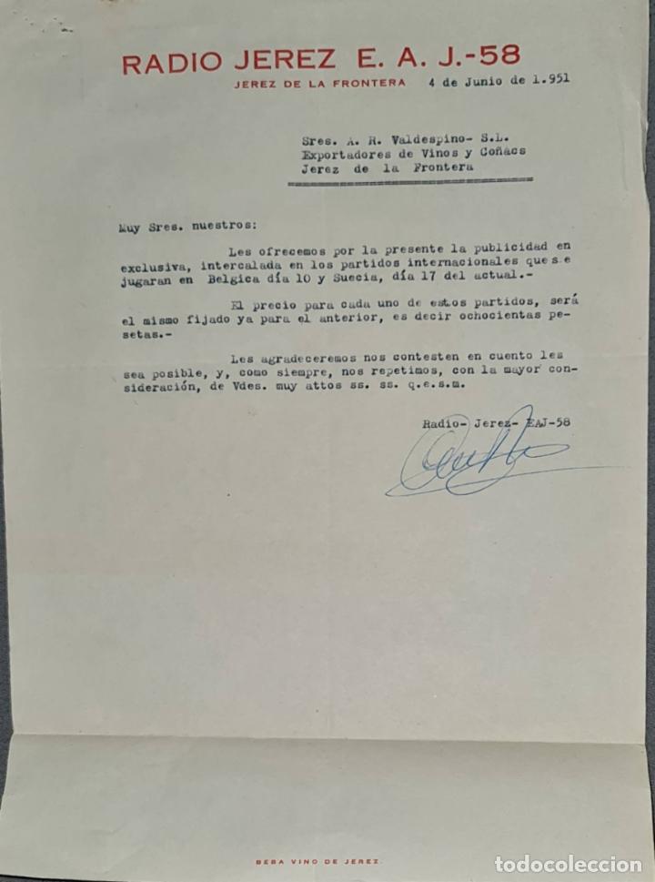 Lettres commerciales: Carta comercial. Radio Jerez E.A. J.-58. Jerez. Espa&ntilde;a 1951