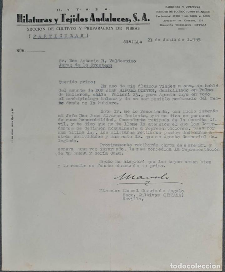 Lettres commerciales: Carta comercial. Hilaturas y Tejidos Andaluces S.A. Sevilla. Espa&ntilde;a 1955