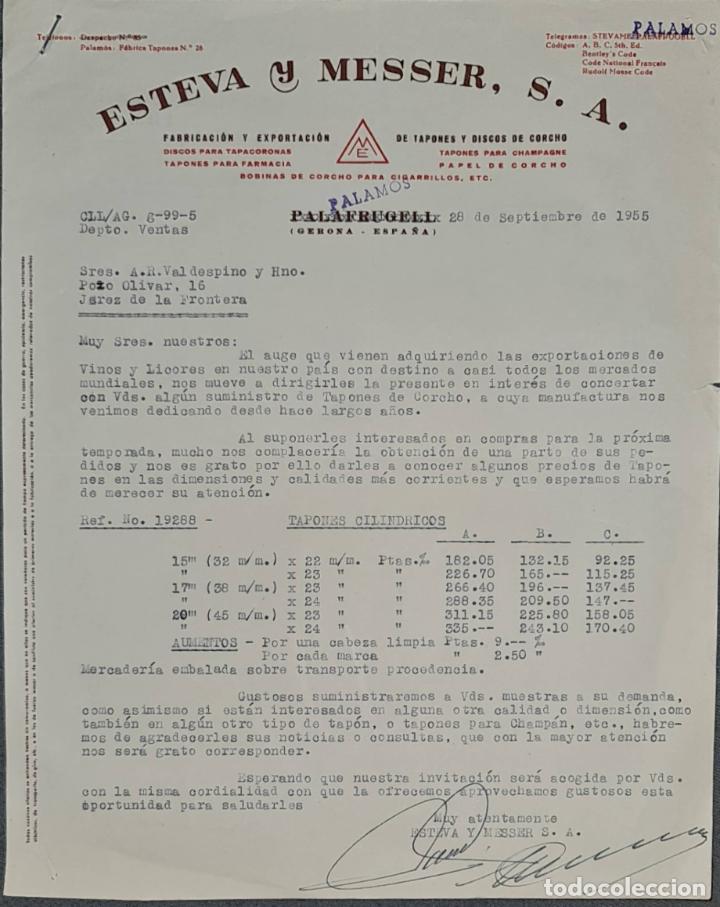Lettres commerciales: Carta comercial. Esteva y Messer, S.A. Gerona. Espa&ntilde;a 1955