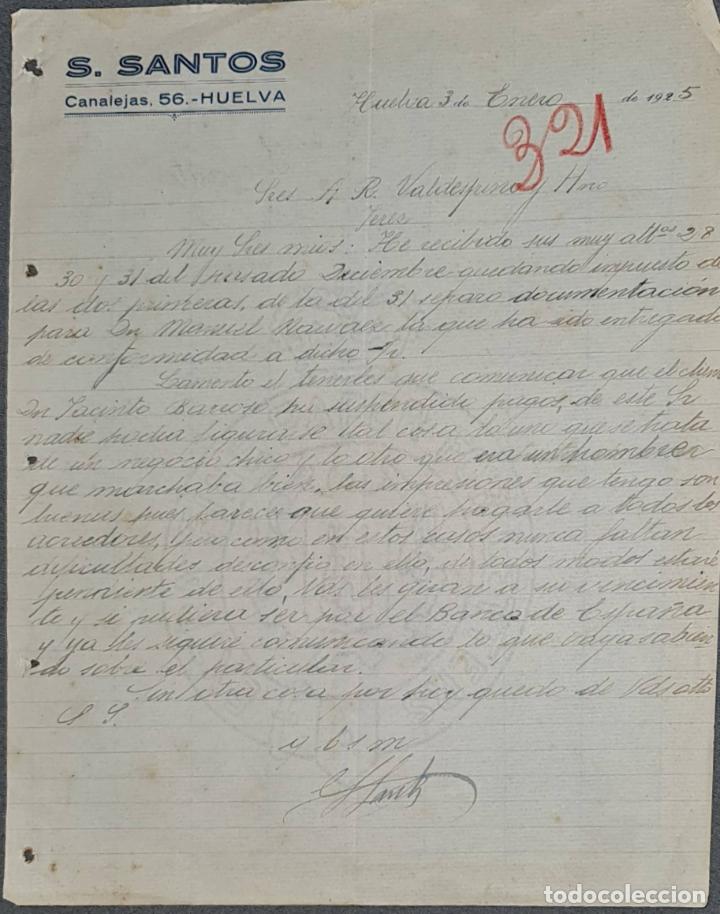 Lettere commerciali: Carta comercial. S. Santos. Huelva. Espa&ntilde;a 1925