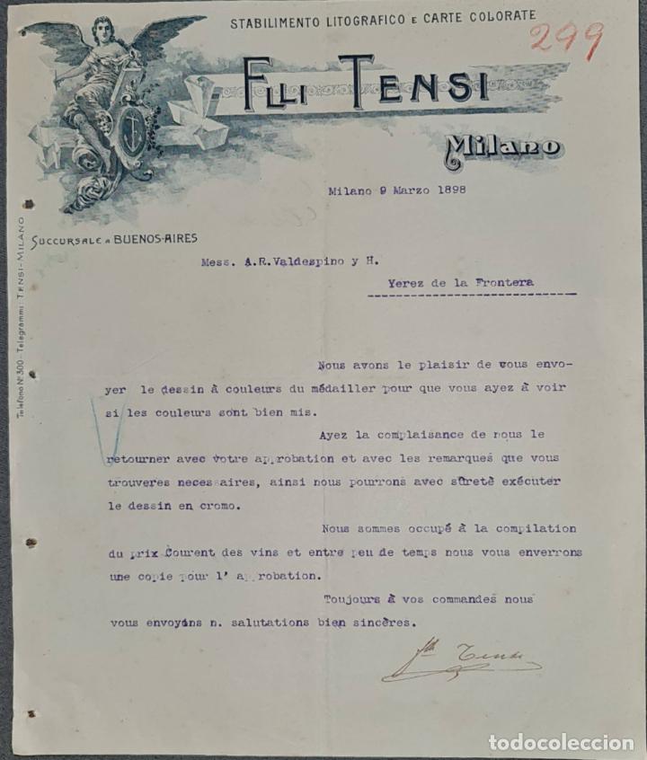 Cartas comerciales: Carta comercial. Flli. Tensi. Stabilimento Litografico E Carte colorate. Milano. Italia 1898