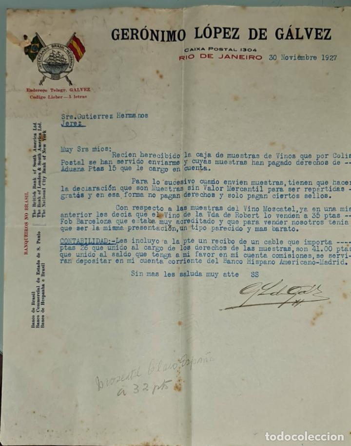 Gesch&auml;ftsbriefe: Carta comercial. Ger&oacute;nimo L&oacute;pez de G&aacute;lvez. Commissoes-Representacoes. R&iacute;o de Janeiro. Brasil 1927