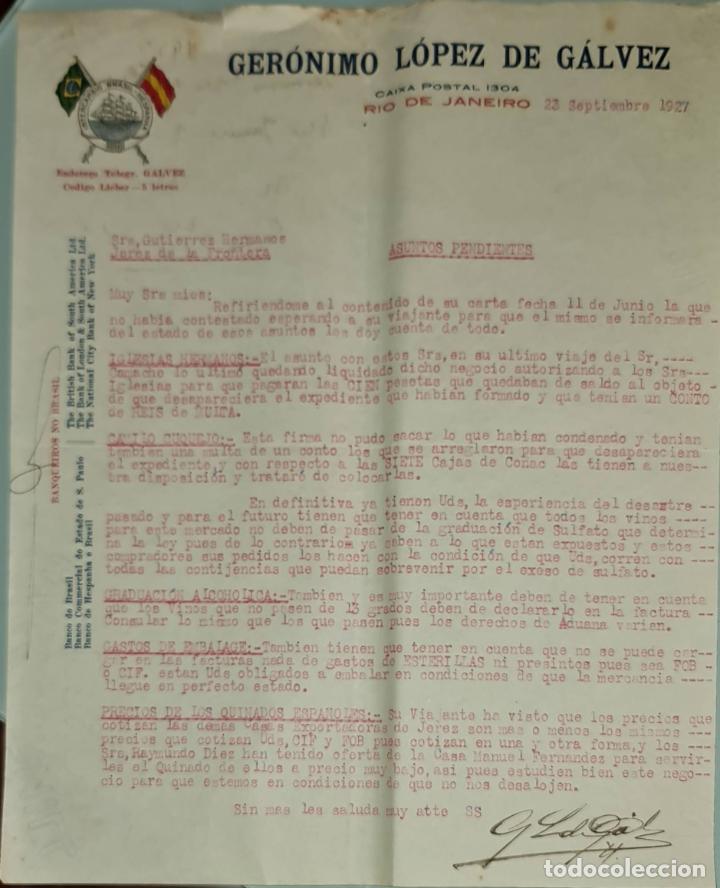 Gesch&auml;ftsbriefe: Carta comercial. Ger&oacute;nimo L&oacute;pez de G&aacute;lvez. Commissoes-Representacoes. R&iacute;o de Janeiro. Brasil 1927