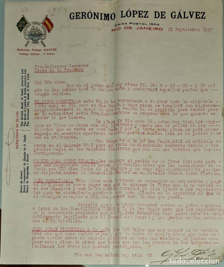 Gesch&auml;ftsbriefe: Carta comercial. Ger&oacute;nimo L&oacute;pez de G&aacute;lvez. Commissoes-Representacoes. R&iacute;o de Janeiro. Brasil 1927