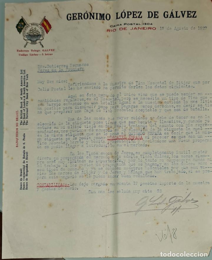 Gesch&auml;ftsbriefe: Carta comercial. Ger&oacute;nimo L&oacute;pez de G&aacute;lvez. Commissoes-Representacoes. R&iacute;o de Janeiro. Brasil 1927