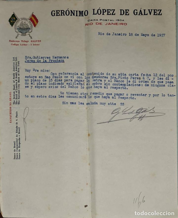 Gesch&auml;ftsbriefe: Carta comercial. Ger&oacute;nimo L&oacute;pez de G&aacute;lvez. Commissoes-Representacoes. R&iacute;o de Janeiro. Brasil 1927