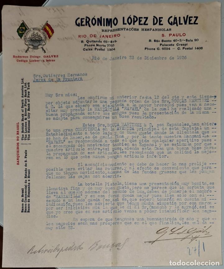 Gesch&auml;ftsbriefe: Carta comercial. Ger&oacute;nimo L&oacute;pez de G&aacute;lvez. Commissoes-Representacoes. R&iacute;o de Janeiro. Brasil 1926
