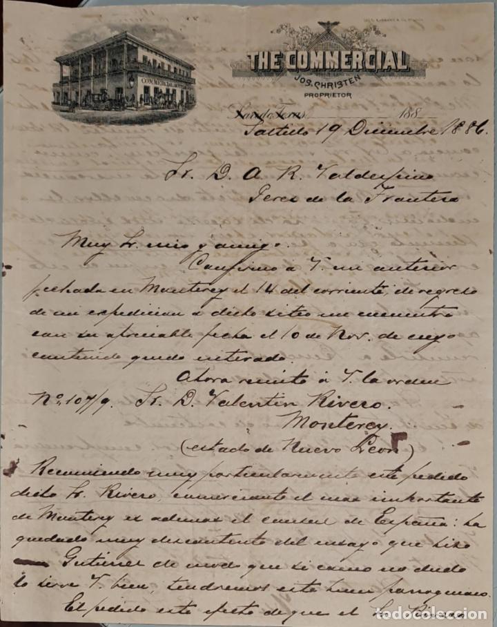 Gesch&auml;ftsbriefe: Carta comercial. Jos. Christen. The commercial. Saltillo. M&eacute;xico 1886