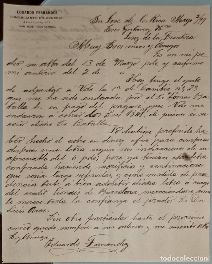 Gesch&auml;ftsbriefe: Carta comercial. Eduardo Fern&aacute;ndez. Comerciante en General. San Jos&eacute;. Costa Rica 1897