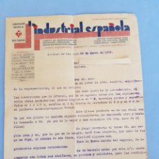 Cartas comerciales: INDUSTRIAL ESPAÑOLA ,ABONOS MUELA , CARTA COMERCIAL ,AÑO 1935. Lote 241924150