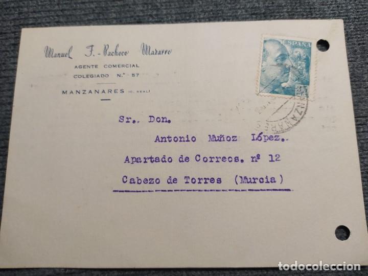 Lettere commerciali: MANUEL PACHECO MAZARRO. CARTA COMERCIAL. A&Ntilde;O 1953. MATASELLOS DE MANZANARES