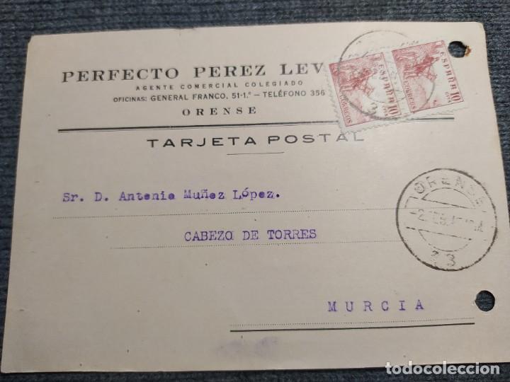 Lettere commerciali: PERFECTO PEREZ LEVICES. CARTA COMERCIAL. A&Ntilde;O 1945. MATASELLOS DE ORENSE