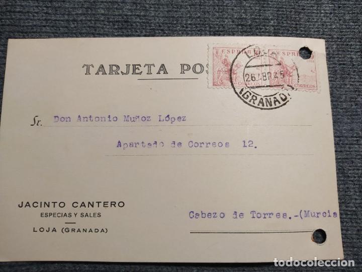 Lettere commerciali: JACINTO CANTERO. CARTA COMERCIAL. A&Ntilde;O 1945. MATASELLOS DE LOJA