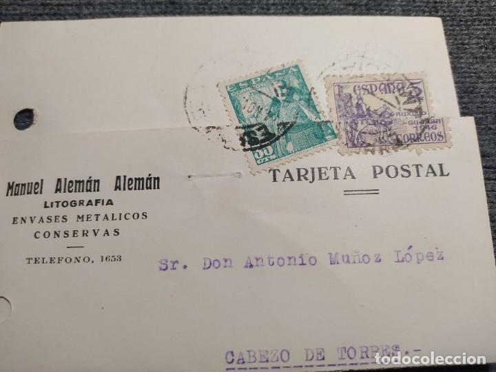 Lettere commerciali: MANUEL ALEMAN ALEMAN. CARTA COMERCIAL. A&Ntilde;O 1949. MATASELLOS CARRETERA DE ESPINARDO