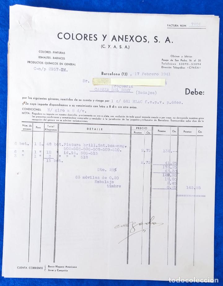 Lettere commerciali: 3 Cartas comerciales Colores y Anexos : Esmalte, barniz, productos qu&iacute;micos. Barcelona 1941