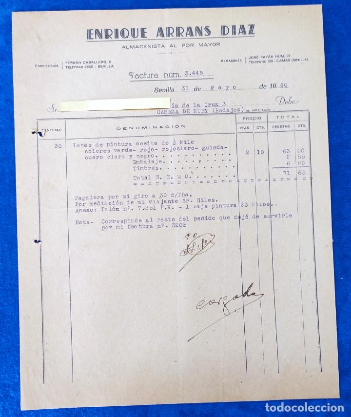 Lettere commerciali: 2 Cartas comerciales Almacenista al por mayor Enrique Arrans D&iacute;az. Sevilla 1940