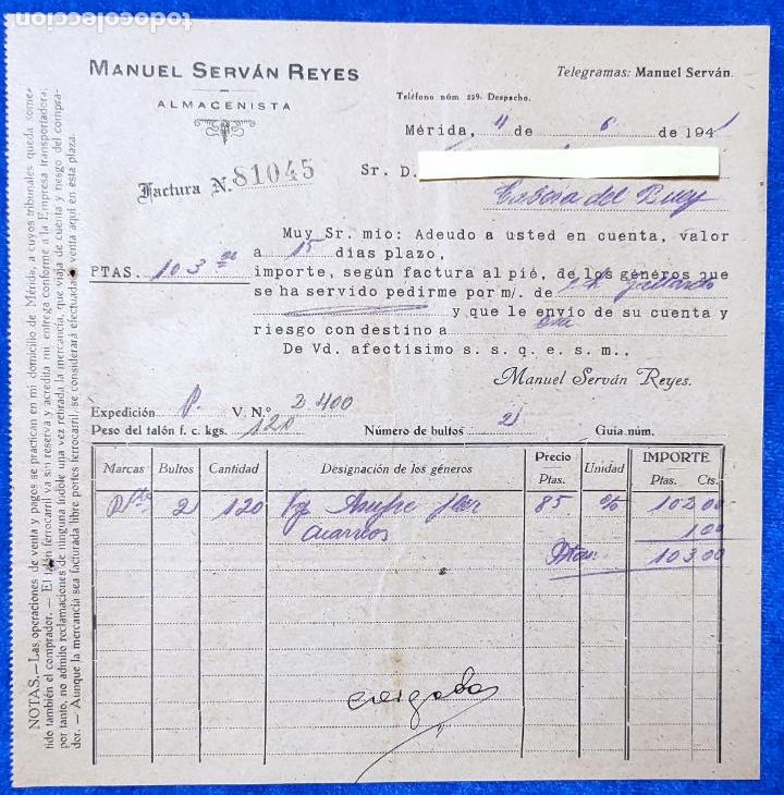 Lettere commerciali: 3 Cartas comerciales Almacenista M. Serv&aacute;n Reyes. M&eacute;rida A&ntilde;os 40