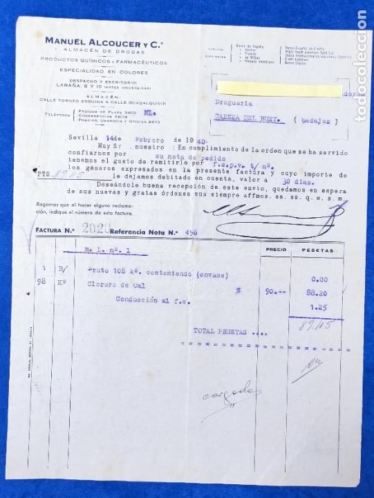 Lettere commerciali: 2 Cartas comerciales Productos Qu&iacute;micos y farmac&eacute;uticos Manuel Alcoucer . Sevilla . A&ntilde;os 40