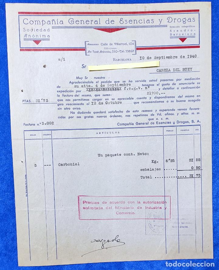 Lettere commerciali: 2 Cartas comerciales C&iacute;a General de Esencias y Drogas . Barcelona A&ntilde;os 40