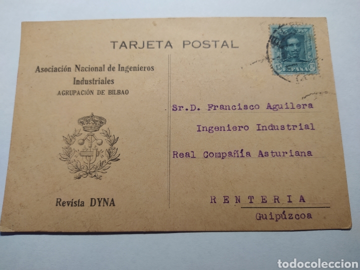 Lettere commerciali: CARTA COMERCIAL CIRCULADA. A&Ntilde;O 1928. REVISTA DYNA. RENTERIA. INGENIEROS INDUSTRIALES. AGRUP BILBAO