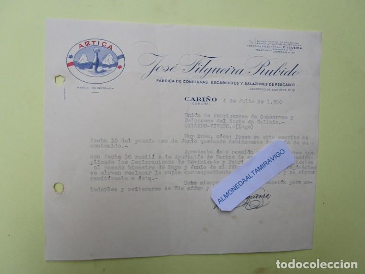 Lettere commerciali: GALICIA PESCA - CARI&Ntilde;O CORU&Ntilde;A 1950, CARTA CONSERVERA ' ARTICA ' A UNION CONSERVEROS + INFO