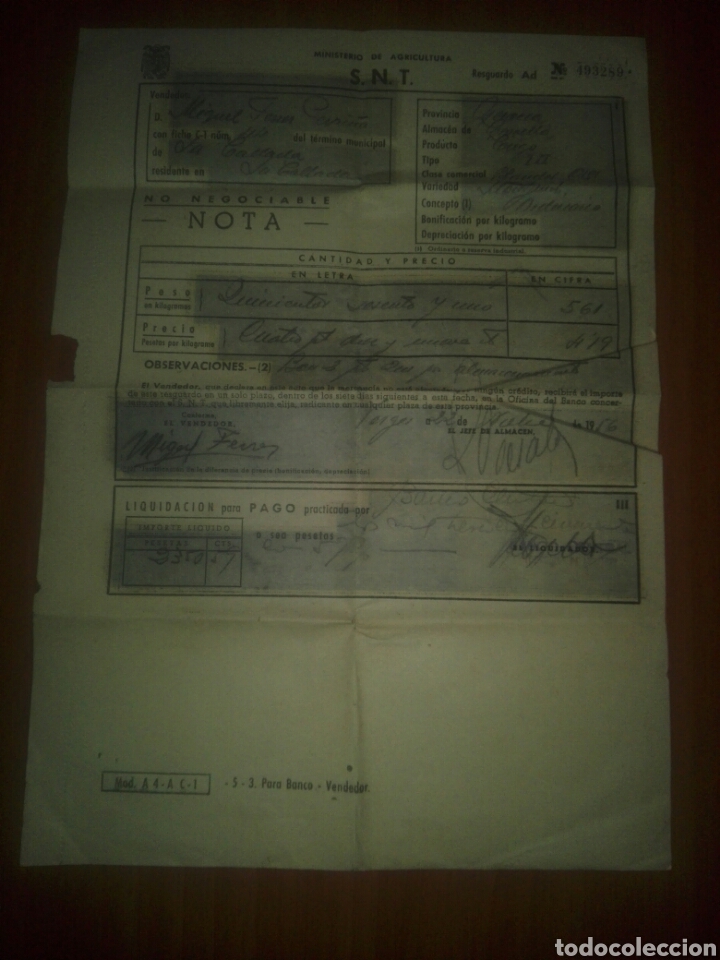 Lettere commerciali: Copia resguardo ministerio. De agricultura 1956