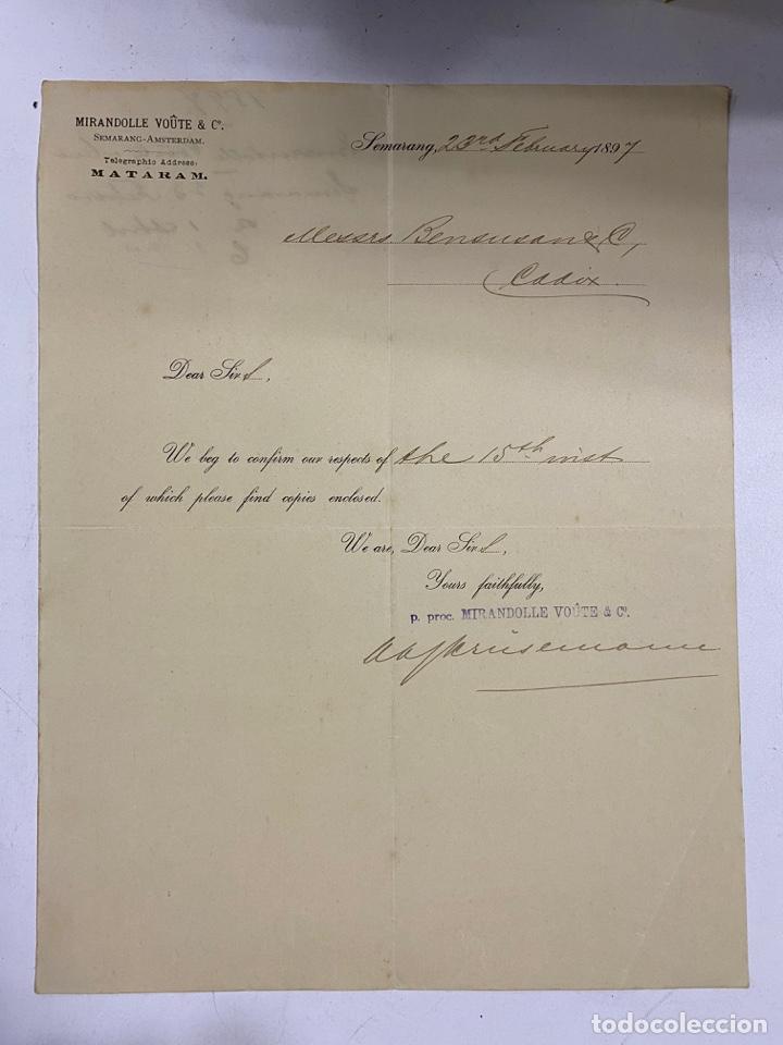 Lettere commerciali: CARTA COMERCIAL. MIRANDOLLE, VOUTE & C&ordm;. SEMARANG-INDONESIA, 1897. VER FOTOS