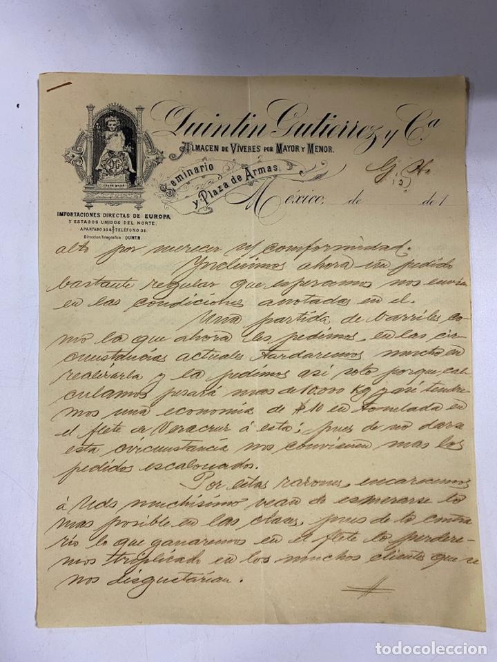 Lettere commerciali: CARTA COMERCIAL. QUINTIN GUTIERREZ Y C&ordf;. MEXICO, 1900. DIRIGIDA A GUTIERREZ HNOS., JEREZ.