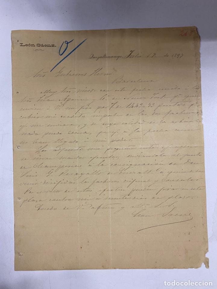 Lettres commerciales: CARTA COMERCIAL. LE&Oacute;N S&Aacute;ENZ. QUETZALTENANGO-GUATEMALA, 1897. PARA GUTIERREZ HNOS.BARCELONA