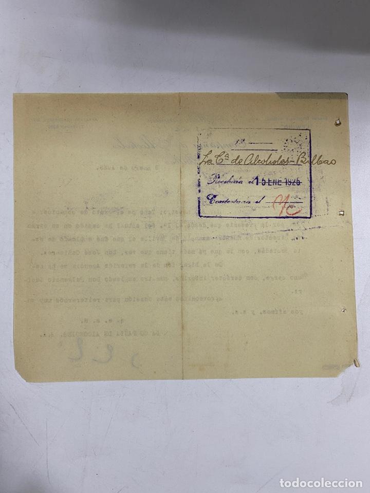 Cartas comerciales: MEMORANDUM. COMPA&Ntilde;IA DE ALCOHOLES. BILBAO, 1925 - Foto 2