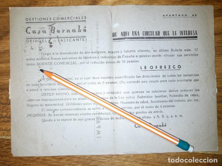 Lettere commerciali: Carta comercial publicidad Casa Bernab&eacute; de Orihuela Alicante gestiones comerciales a&ntilde;os 40