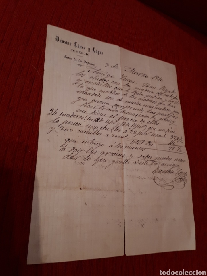 Lettere commerciali: Damaso lopez y Lopez. Carta Comercio en Salas de los Infantes A&ntilde;o 1910 .Burgos