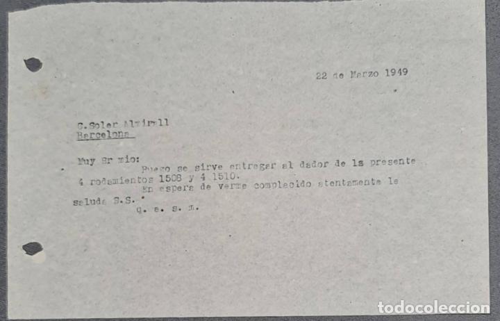 Lettere commerciali: Carta comercial. C. Soler Almirall. Barcelona. Espa&ntilde;a 1949