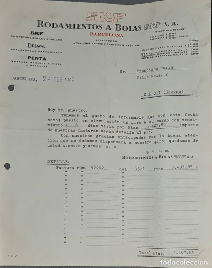 Lettere commerciali: Carta comercial. Rodamientos a Bolas SKF S.A. Barcelona. Espa&ntilde;a 1949