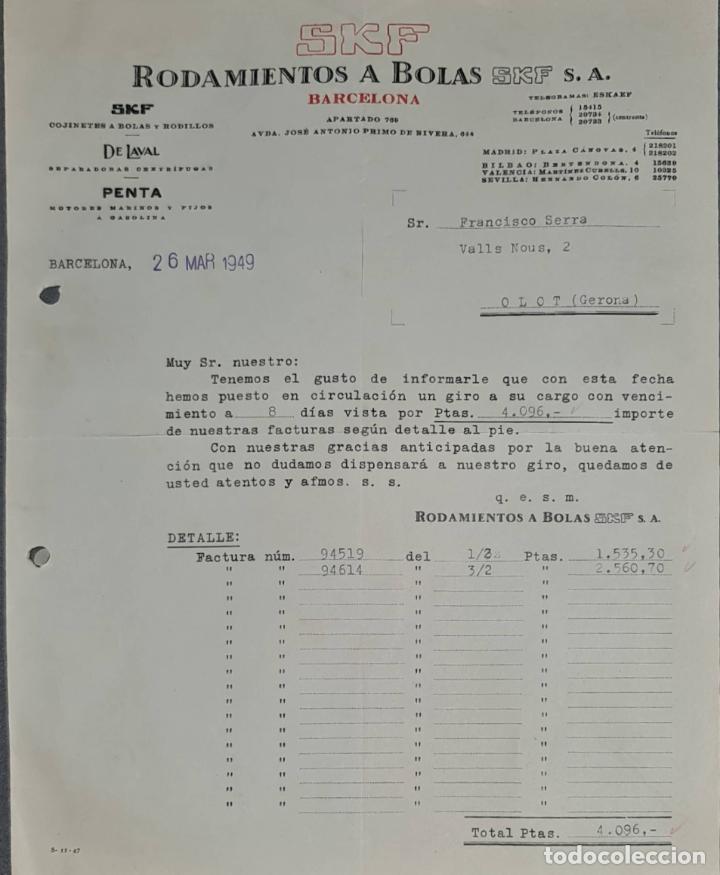 Lettere commerciali: Carta comercial. Rodamientos a Bolas SKF S.A. Barcelona. Espa&ntilde;a 1949