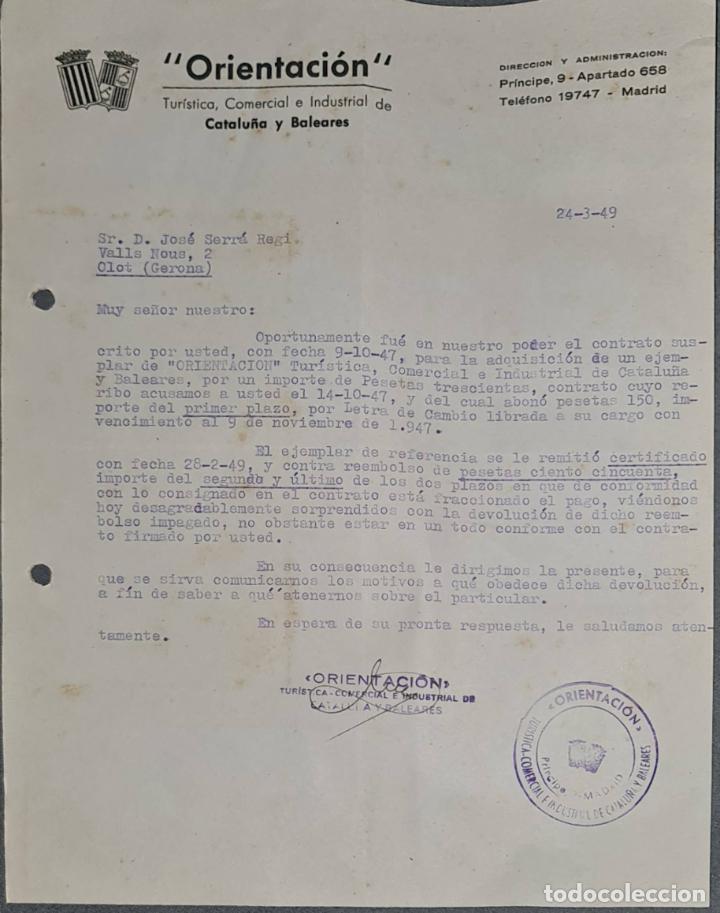 Lettere commerciali: Carta comercial. Orientaci&oacute;n Tur&iacute;stica, Comercial e Industrial de Catalu&ntilde;a y Baleares 1949
