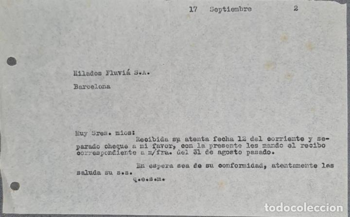Lettere commerciali: Carta comercial. Hilados Fluvi&aacute; S.A. Barcelona. Espa&ntilde;a