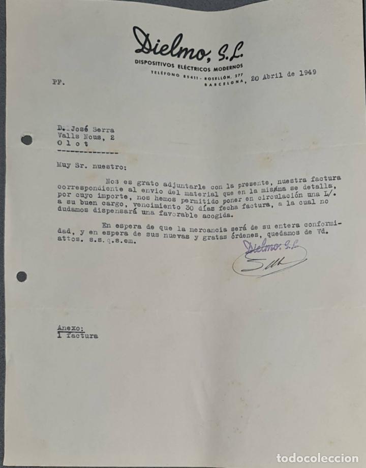 Lettere commerciali: Carta comercial. Dielmo S.L. Dispositivos El&eacute;ctricos Modernos. Barcelona. Espa&ntilde;a 1949