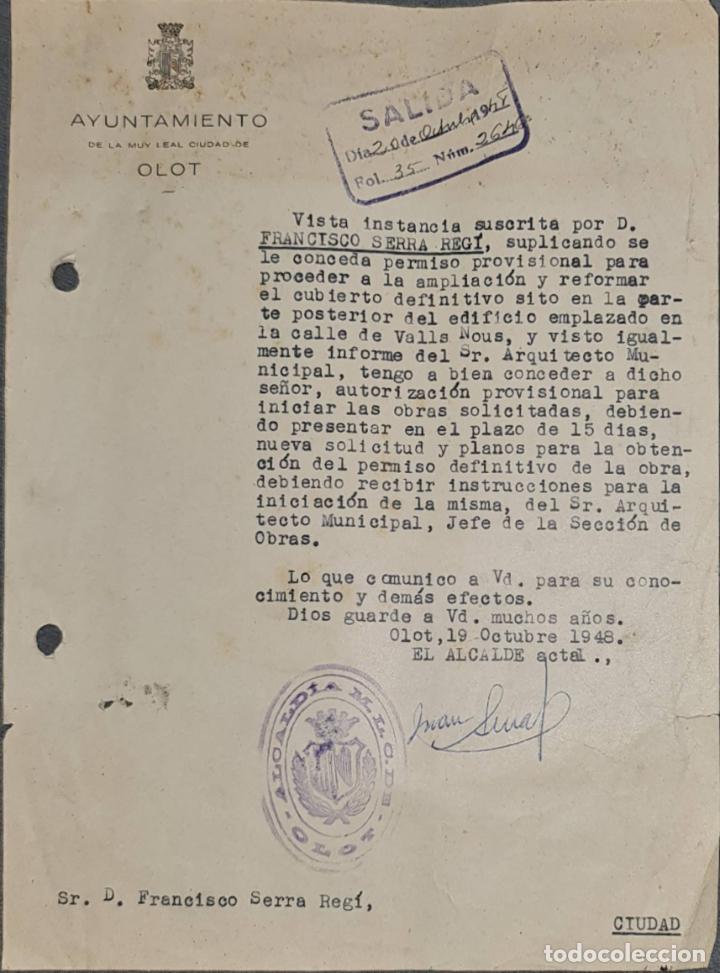 Lettere commerciali: Carta comercial. Ayuntamiento de Olot. Espa&ntilde;a 1948