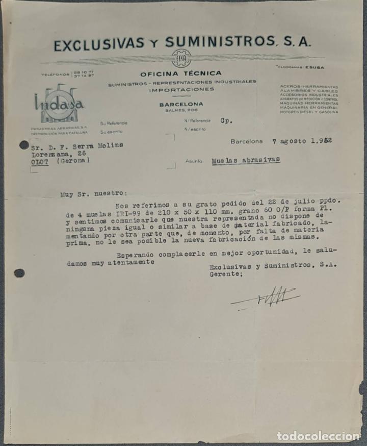 Lettere commerciali: Carta comercial. Exclusivas y Suministros S.A. Barcelona. Espa&ntilde;a 1952