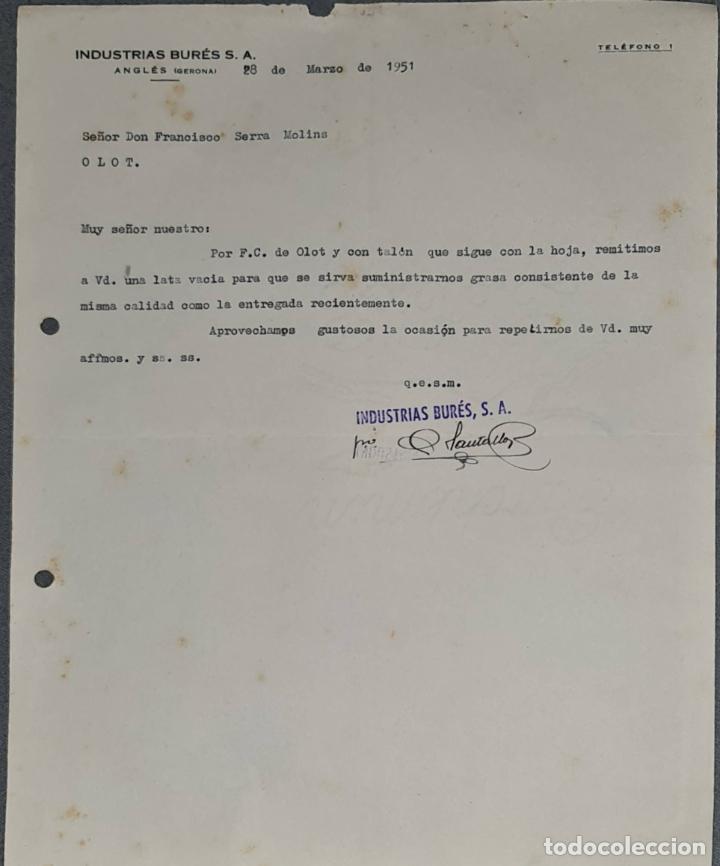 Lettere commerciali: Carta comercial. Industrias Bur&eacute;s S.A. Gerona. Espa&ntilde;a 1951