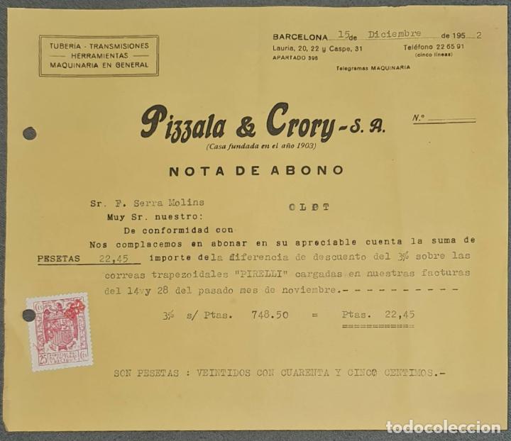 Lettere commerciali: Carta comercial. Pizzala & Crory S.A. Barcelona. Espa&ntilde;a 1952
