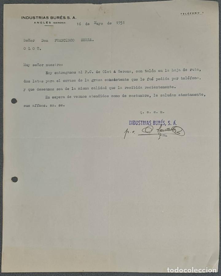 Lettere commerciali: Carta comercial. Industrias Bur&eacute;s S.A. Gerona. Espa&ntilde;a 1951