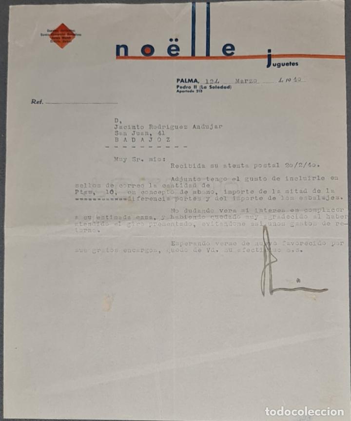 Lettere commerciali: Carta comercial. No&euml;lle Juguetes. Palma. Espa&ntilde;a 1940
