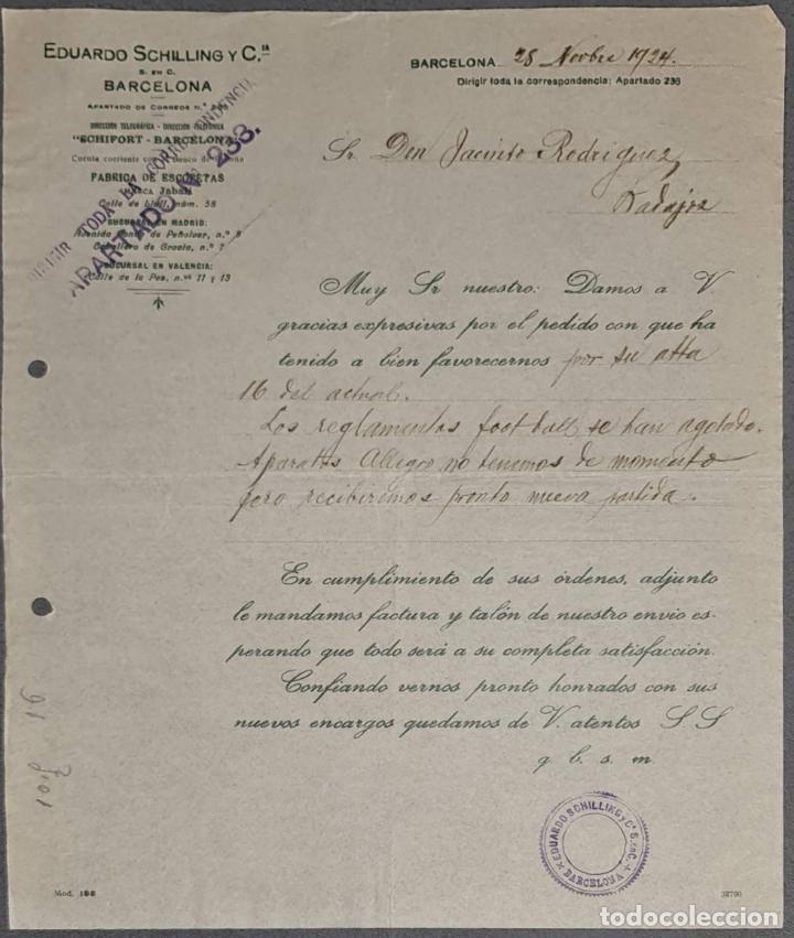 Lettere commerciali: Carta comercial. Eduardo Schilling S. en C. Barcelona. Espa&ntilde;a 1924
