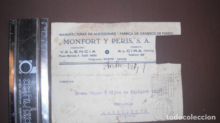 Lettres commerciales: CARTA COMERCIAL MONFORTE Y PERIS,S.A. ALCIRA (VALENCIA) 1941