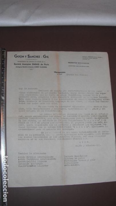 Lettres commerciales: CARTA COMERCIAL GIJON Y SANCHEZ - GIL MANZANARES (CIUDAD REAL) 1940