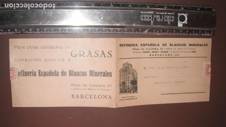 Lettere commerciali: CARTA COMERCIAL REFINERIA ESPA&Ntilde;OLA DE BLANCOS MINERALES, BARCELONA 1941