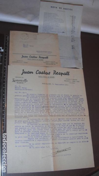 Lettere commerciali: CARTA COMERCIAL JUAN COSTAS RESPALL, BARCELONA 1941