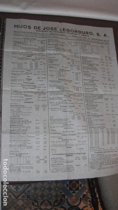 Lettere commerciali: CATALOGO DE PRECIOS PAQUETERIA HIJOS DE JOSE LEGORBUR0, ALBACETE, 1941